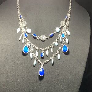 Elegant Silver and Blue Layered Necklace